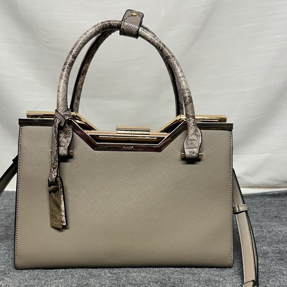 Dune London Taupe Satchel with Gold Accents